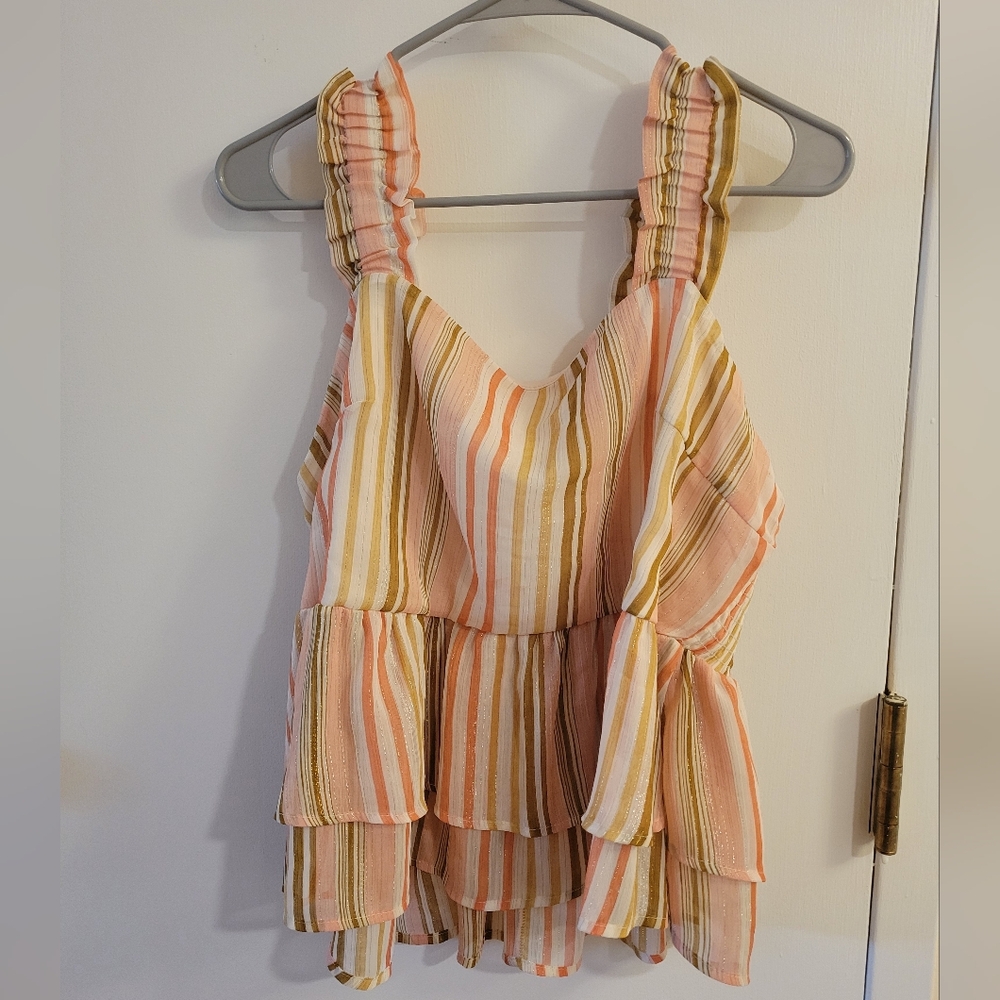 ARULA Striped Ruffle Tank Top